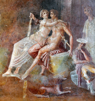 Aeneas and Dido (Mars and Venus) - a fresco discovered at Pompeii