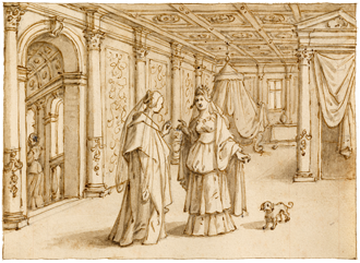 Anna and Dido Discuss Aeneas by Sebastiaen Vrancx (c.1615)