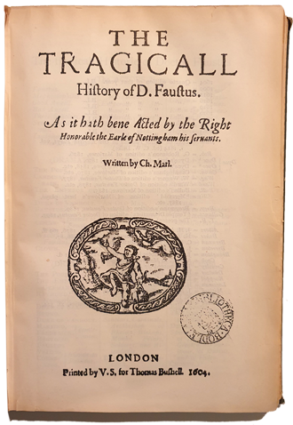 Title page of the 1604 Quarto edition of Doctor Faustus