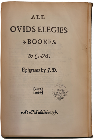 Title page of the undated Octavo edition of Ovid's Elegies